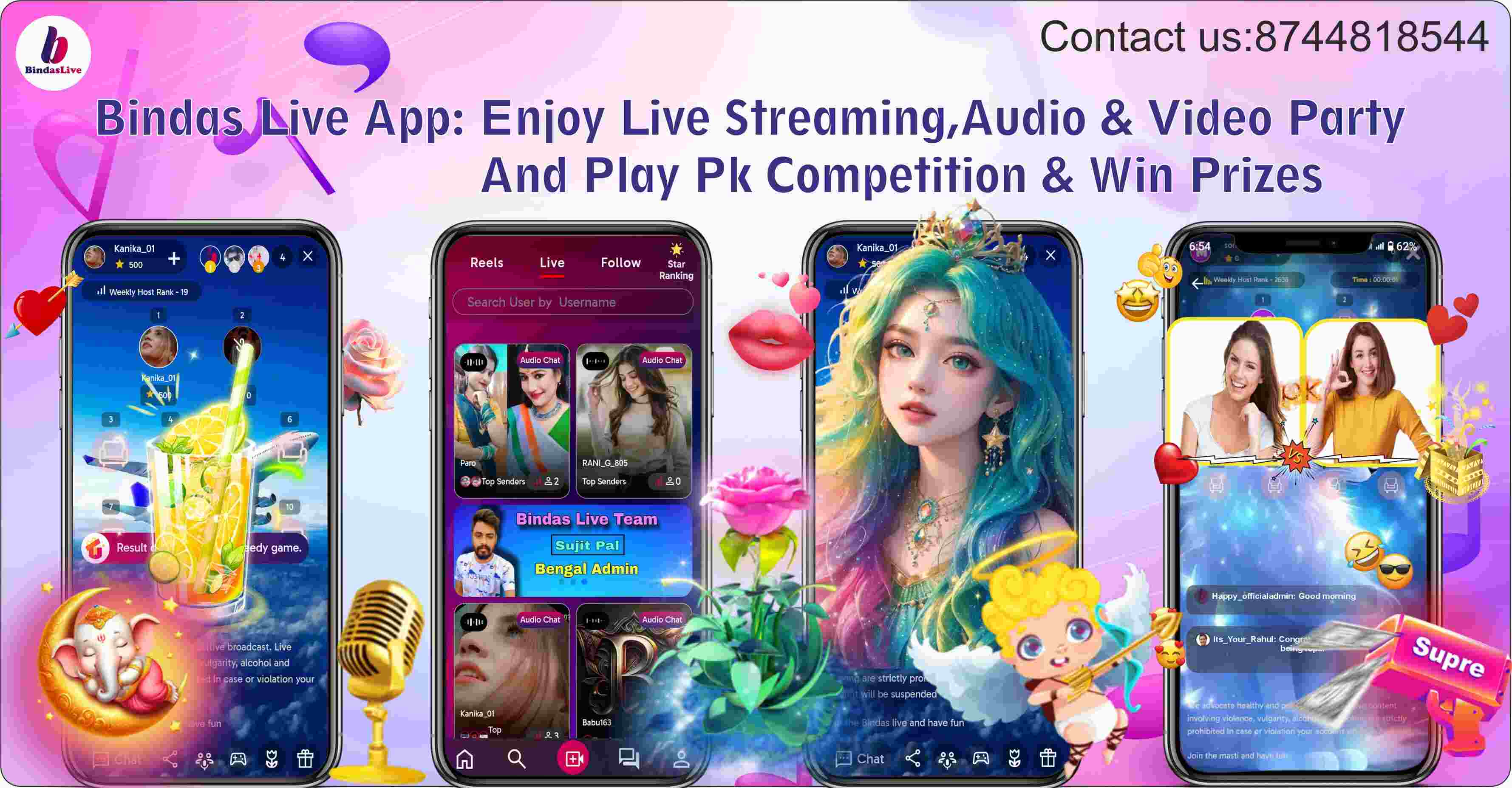 Bindas Live Stream & Video App: Play Competition PK With Friends - Battles | Live Stream, Video Chat