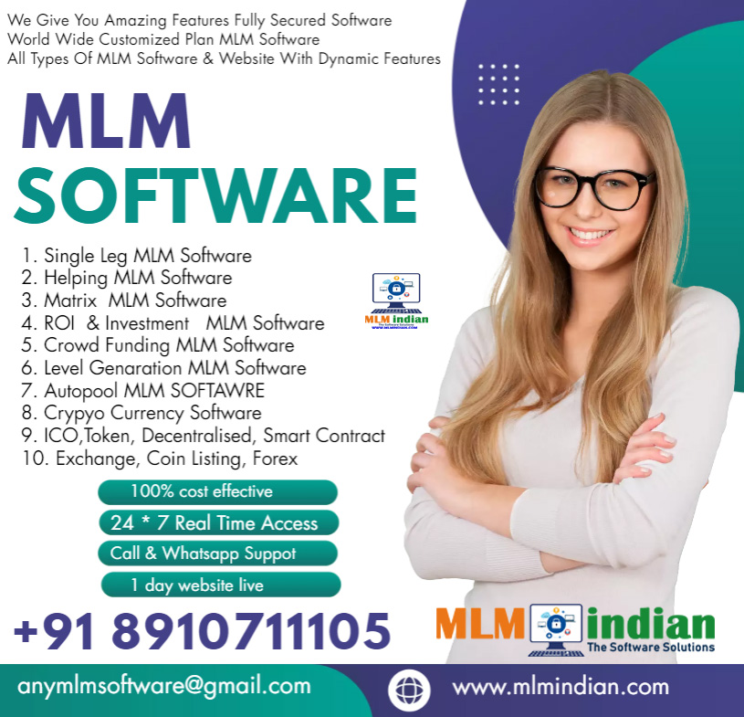 Customized Mlm Software Daily Roi, Level,Binary, Matrix,Ads View, Call 8910711105