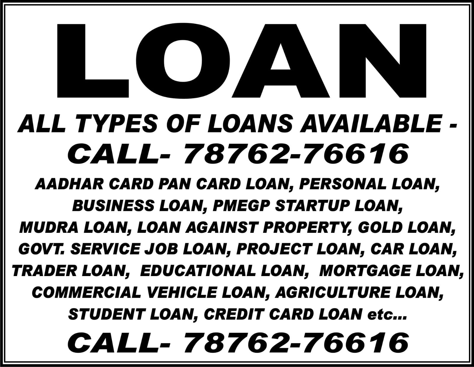 LOAN- ALL TYPES OF LOANS & PRIVATE FUNDING AVAILABLE PAN INDIA SERVICE WHATSAPP FOR MORE DETAILS  !!