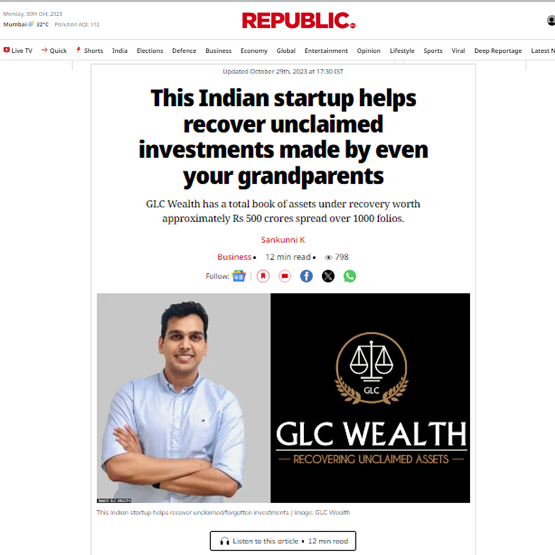 Reclaim Your Lost Wealth With GLC Wealth - IEPF Claim Experts