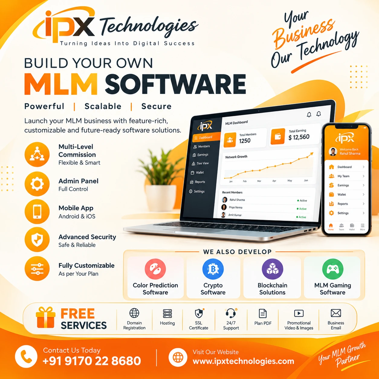 We develop custom MLM software according to your business model | +91 9170 22 8680